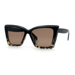 Womens Oversized Rectangle Cat Eye Plastic Retro Mod Minimal Sunglasses