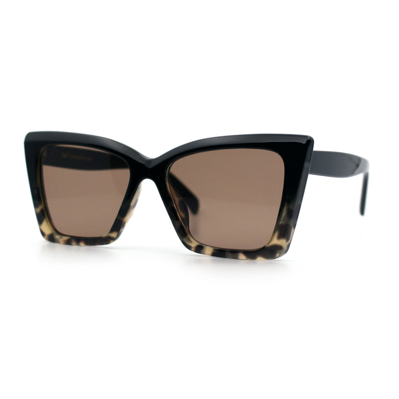 Womens Oversized Rectangle Cat Eye Plastic Retro Mod Minimal Sunglasses