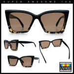 Womens Oversized Rectangle Cat Eye Plastic Retro Mod Minimal Sunglasses