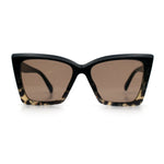 Womens Oversized Rectangle Cat Eye Plastic Retro Mod Minimal Sunglasses