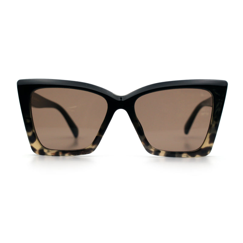 Womens Oversized Rectangle Cat Eye Plastic Retro Mod Minimal Sunglasses