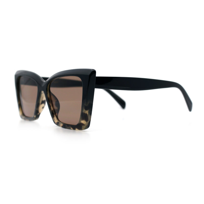 Womens Oversized Rectangle Cat Eye Plastic Retro Mod Minimal Sunglasses