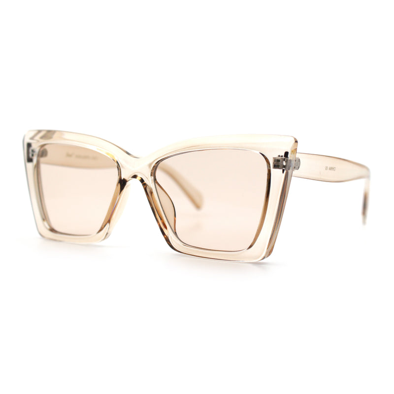 Womens Oversized Rectangle Cat Eye Plastic Retro Mod Minimal Sunglasses