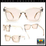 Womens Oversized Rectangle Cat Eye Plastic Retro Mod Minimal Sunglasses