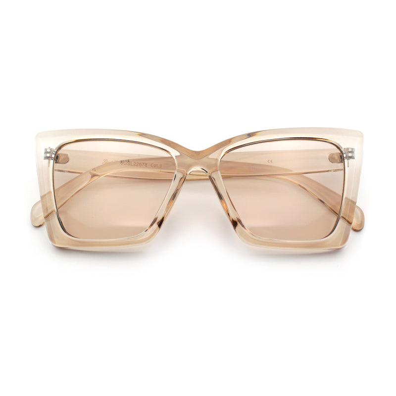 Womens Oversized Rectangle Cat Eye Plastic Retro Mod Minimal Sunglasses