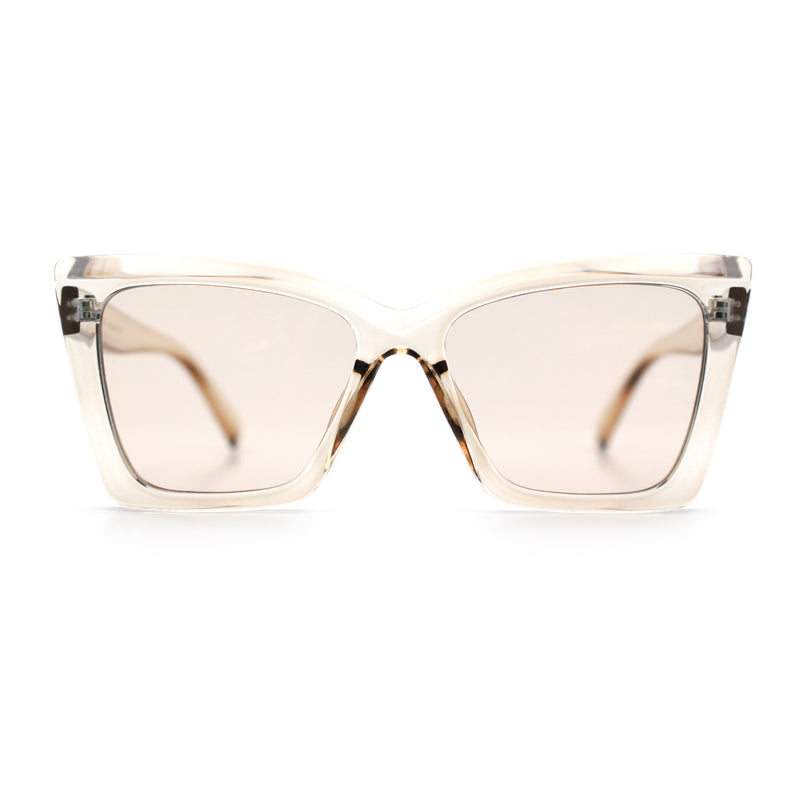 Womens Oversized Rectangle Cat Eye Plastic Retro Mod Minimal Sunglasses