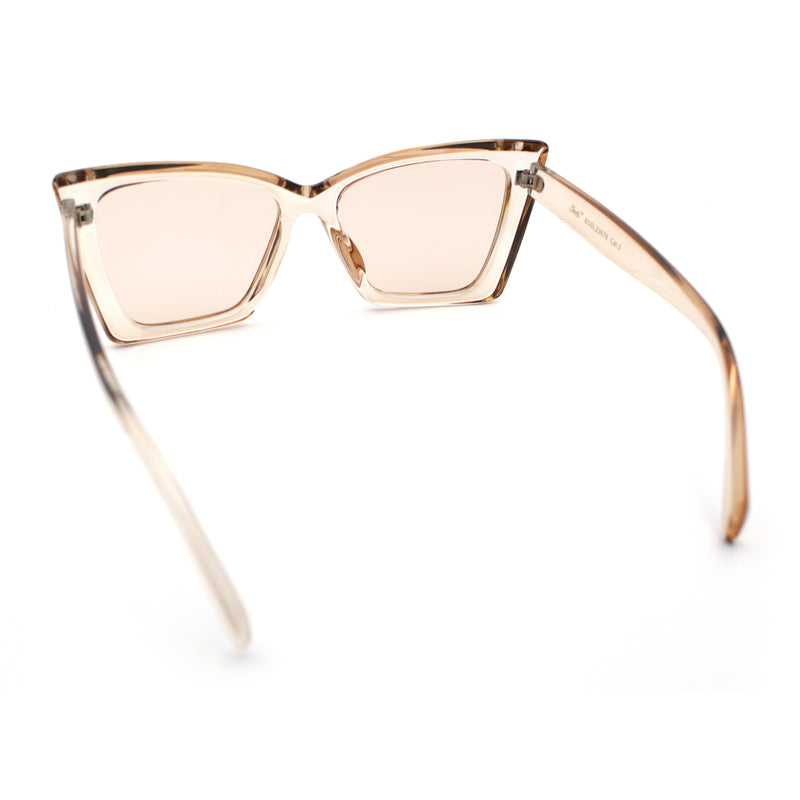 Womens Oversized Rectangle Cat Eye Plastic Retro Mod Minimal Sunglasses