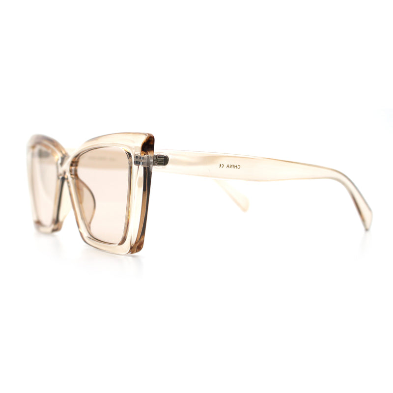Womens Oversized Rectangle Cat Eye Plastic Retro Mod Minimal Sunglasses