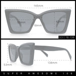 Womens Oversized Rectangle Cat Eye Plastic Retro Mod Minimal Sunglasses