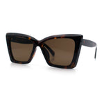 Womens Oversized Rectangle Cat Eye Plastic Retro Mod Minimal Sunglasses