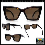 Womens Oversized Rectangle Cat Eye Plastic Retro Mod Minimal Sunglasses