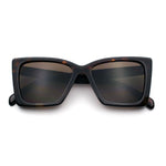 Womens Oversized Rectangle Cat Eye Plastic Retro Mod Minimal Sunglasses