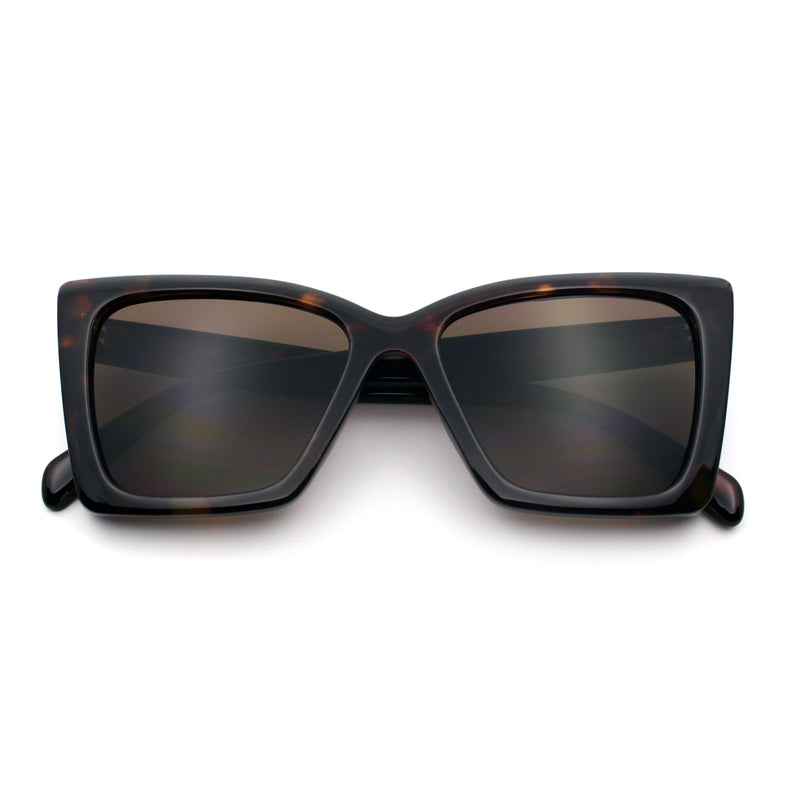 Womens Oversized Rectangle Cat Eye Plastic Retro Mod Minimal Sunglasses
