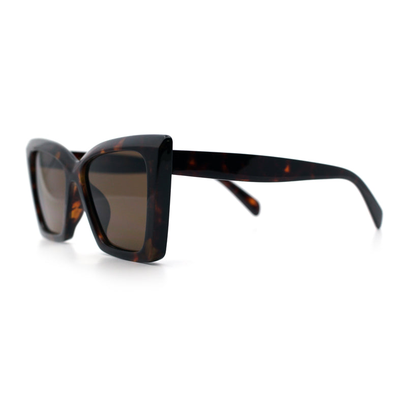 Womens Oversized Rectangle Cat Eye Plastic Retro Mod Minimal Sunglasses