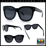 Womens Floral Star Metal Stud Jewel Arm Boyfriend Horn Rim Rectangle Sunglasses