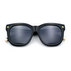 Womens Floral Star Metal Stud Jewel Arm Boyfriend Horn Rim Rectangle Sunglasses