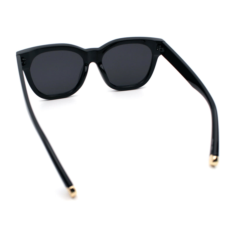 Womens Floral Star Metal Stud Jewel Arm Boyfriend Horn Rim Rectangle Sunglasses
