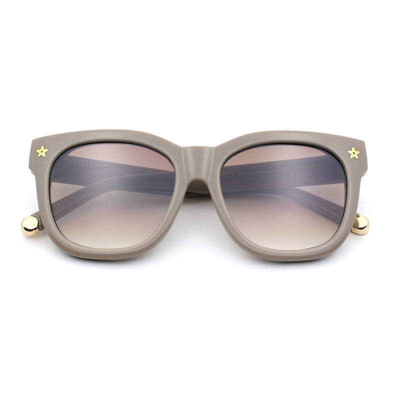Womens Floral Star Metal Stud Jewel Arm Boyfriend Horn Rim Rectangle Sunglasses