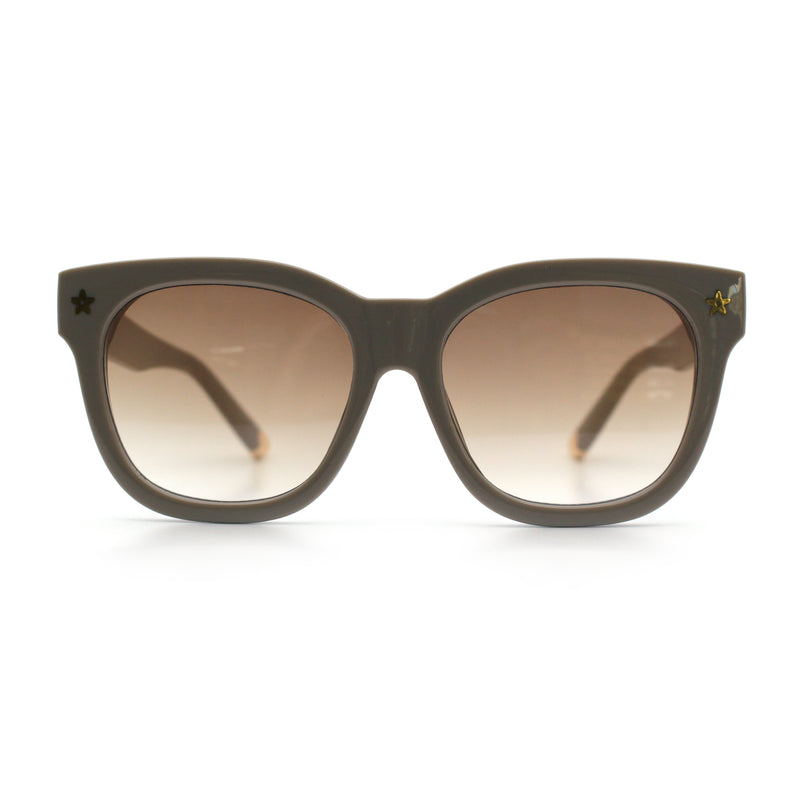 Womens Floral Star Metal Stud Jewel Arm Boyfriend Horn Rim Rectangle Sunglasses
