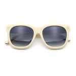 Womens Floral Star Metal Stud Jewel Arm Boyfriend Horn Rim Rectangle Sunglasses
