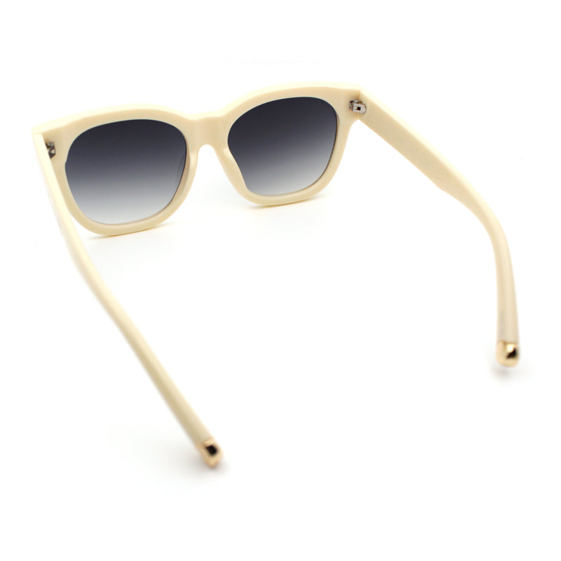 Womens Floral Star Metal Stud Jewel Arm Boyfriend Horn Rim Rectangle Sunglasses
