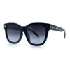 Womens Floral Star Metal Stud Jewel Arm Boyfriend Horn Rim Rectangle Sunglasses
