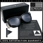 Womens Floral Star Metal Stud Jewel Arm Boyfriend Horn Rim Rectangle Sunglasses