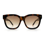Womens Floral Star Metal Stud Jewel Arm Boyfriend Horn Rim Rectangle Sunglasses