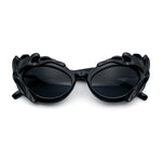 Womens Floral Thick Plastic Foliage Oval Retro Fashion Plastic Sunglasses