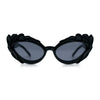 Womens Floral Thick Plastic Foliage Oval Retro Fashion Plastic Sunglasses