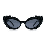 Womens Floral Thick Plastic Foliage Oval Retro Fashion Plastic Sunglasses