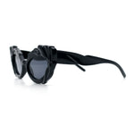 Womens Floral Thick Plastic Foliage Oval Retro Fashion Plastic Sunglasses