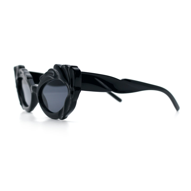 Womens Floral Thick Plastic Foliage Oval Retro Fashion Plastic Sunglasses
