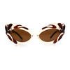 Womens Floral Thick Plastic Foliage Oval Retro Fashion Plastic Sunglasses
