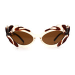 Womens Floral Thick Plastic Foliage Oval Retro Fashion Plastic Sunglasses