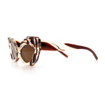Womens Floral Thick Plastic Foliage Oval Retro Fashion Plastic Sunglasses