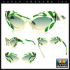 Womens Floral Thick Plastic Foliage Oval Retro Fashion Plastic Sunglasses