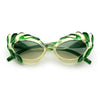 Womens Floral Thick Plastic Foliage Oval Retro Fashion Plastic Sunglasses