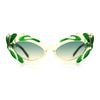 Womens Floral Thick Plastic Foliage Oval Retro Fashion Plastic Sunglasses