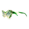 Womens Floral Thick Plastic Foliage Oval Retro Fashion Plastic Sunglasses