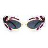 Womens Floral Thick Plastic Foliage Oval Retro Fashion Plastic Sunglasses