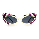 Womens Floral Thick Plastic Foliage Oval Retro Fashion Plastic Sunglasses