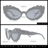 Womens Floral Thick Plastic Foliage Oval Retro Fashion Plastic Sunglasses