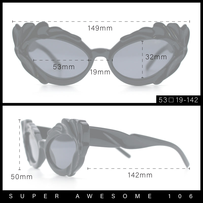 Womens Floral Thick Plastic Foliage Oval Retro Fashion Plastic Sunglasses