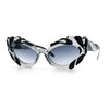 Womens Floral Thick Plastic Foliage Oval Retro Fashion Plastic Sunglasses