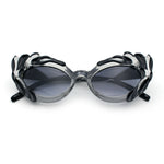 Womens Floral Thick Plastic Foliage Oval Retro Fashion Plastic Sunglasses