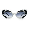 Womens Floral Thick Plastic Foliage Oval Retro Fashion Plastic Sunglasses