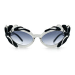Womens Floral Thick Plastic Foliage Oval Retro Fashion Plastic Sunglasses