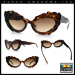 Womens Floral Thick Plastic Foliage Oval Retro Fashion Plastic Sunglasses