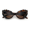Womens Floral Thick Plastic Foliage Oval Retro Fashion Plastic Sunglasses